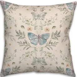 Pillows-Kirkland's Home Cream Botanical Butterfly Throw Pillow Ivory