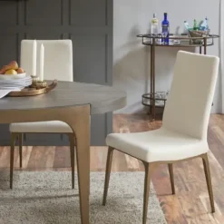 Dining Chairs-Kirkland's Home Cream Bronze Metal Base Dining Chairs, Set Of 2 Ivory