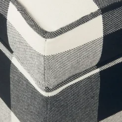 Benches & Ottomans-Kirkland's Home Cream Buffalo Plaid Upholstered Storage Ottoman Black/White