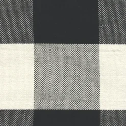 Benches & Ottomans-Kirkland's Home Cream Buffalo Plaid Upholstered Storage Ottoman Black/White