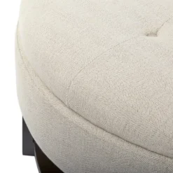 Benches & Ottomans-Kirkland's Home Cream Button Tufted Storage Ottoman Ivory
