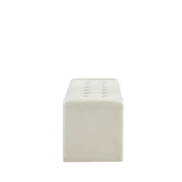 Benches & Ottomans-Kirkland's Home Cream Button Tufted Upholstered Storage Bench Ivory
