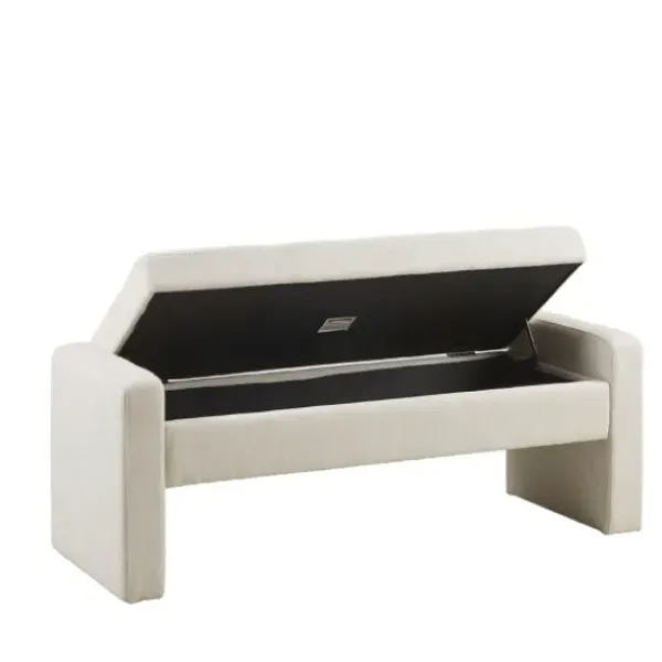 Benches & Ottomans-Kirkland's Home Cream Button Tufted Upholstered Storage Bench Ivory