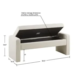 Benches & Ottomans-Kirkland's Home Cream Button Tufted Upholstered Storage Bench Ivory