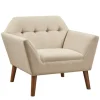 Accent Chairs-Kirkland's Home Cream Button Tufted Upholstered Accent Chair Tan