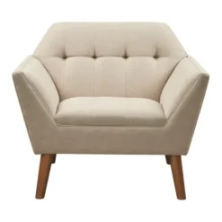 Accent Chairs-Kirkland's Home Cream Button Tufted Upholstered Accent Chair Tan