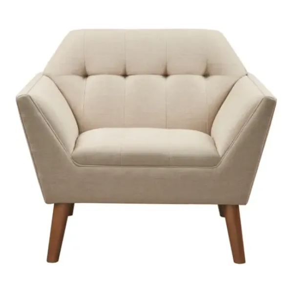 Accent Chairs-Kirkland's Home Cream Button Tufted Upholstered Accent Chair Tan
