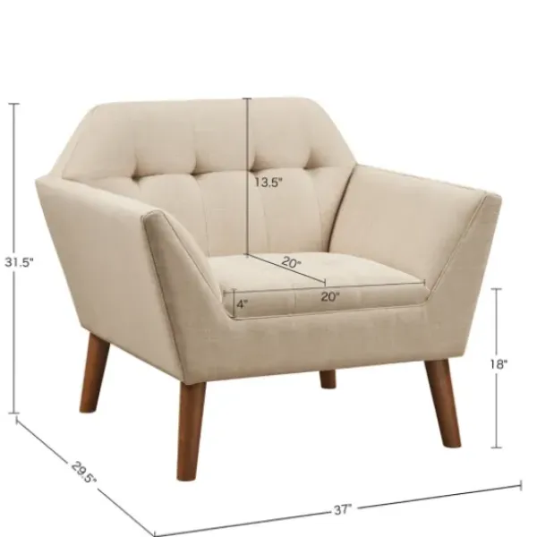 Accent Chairs-Kirkland's Home Cream Button Tufted Upholstered Accent Chair Tan