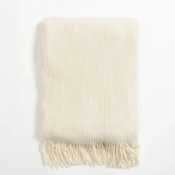 Blankets & Throws-Kirkland's Home Cream Chenille Ribbed Throw Ivory