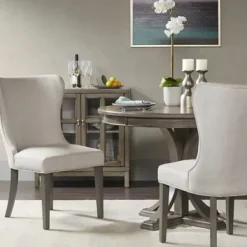 Dining Chairs-Kirkland's Home Cream Curved Back Upholstered Dining Chair Ivory
