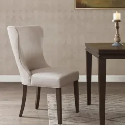 Dining Chairs-Kirkland's Home Cream Curved Back Upholstered Dining Chair Ivory