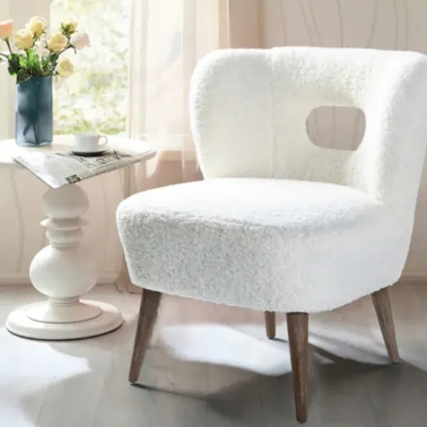 Accent Chairs-Kirkland's Home Cream Fluffy Wingback Accent Chair White