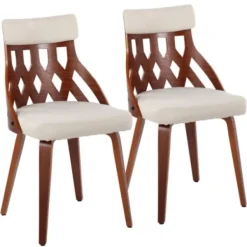 Dining Chairs-Kirkland's Home Cream Lattice Back 2-Pc. Dining Chair Set White