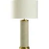 Table Lamps-Kirkland's Home Cream Leather And Gold Table Lamp Ivory