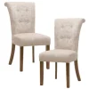 Dining Chairs-Kirkland's Home Cream Linen Rolled Back Dining Chairs, Set Of 2 Ivory
