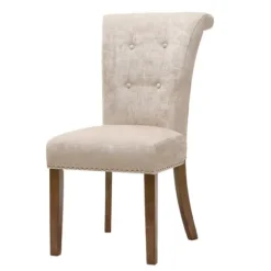 Dining Chairs-Kirkland's Home Cream Linen Rolled Back Dining Chairs, Set Of 2 Ivory