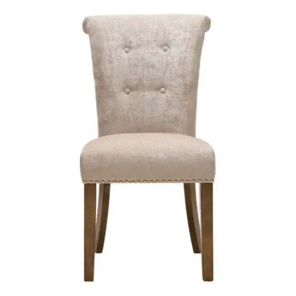 Dining Chairs-Kirkland's Home Cream Linen Rolled Back Dining Chairs, Set Of 2 Ivory