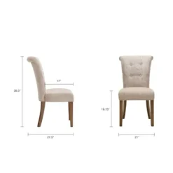 Dining Chairs-Kirkland's Home Cream Linen Rolled Back Dining Chairs, Set Of 2 Ivory