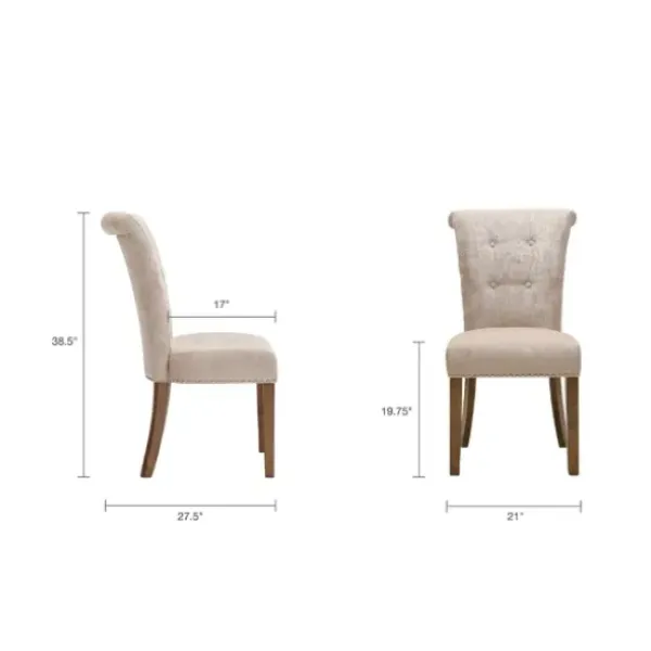 Dining Chairs-Kirkland's Home Cream Linen Rolled Back Dining Chairs, Set Of 2 Ivory