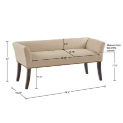 Benches & Ottomans-Kirkland's Home Cream Low Back Flared Arms Bench