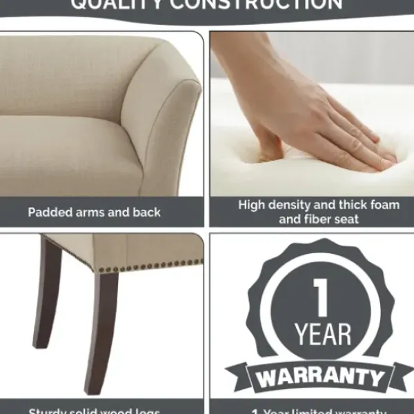 Benches & Ottomans-Kirkland's Home Cream Low Back Flared Arms Bench