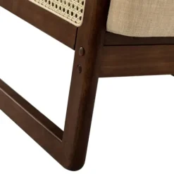 Accent Chairs-Kirkland's Home Cream Mahogany Finish Cane Panel Accent Chair White