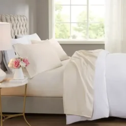 Bed Sheets-Kirkland's Home Cream Rich Cooling Cotton King Sheet Set Ivory