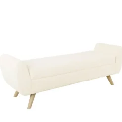 Benches & Ottomans-Kirkland's Home Cream Sherpa And Wood Storage Bench Ivory