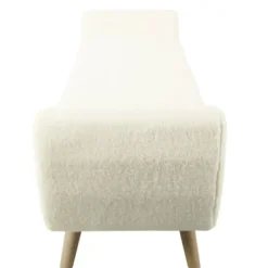 Benches & Ottomans-Kirkland's Home Cream Sherpa And Wood Storage Bench Ivory