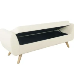 Benches & Ottomans-Kirkland's Home Cream Sherpa And Wood Storage Bench Ivory