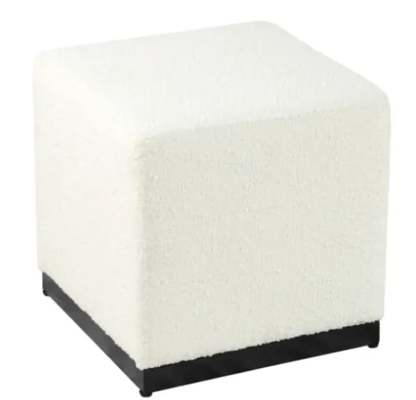 Benches & Ottomans-Kirkland's Home Cream Sherpa Boucle Cube Ottoman Ivory