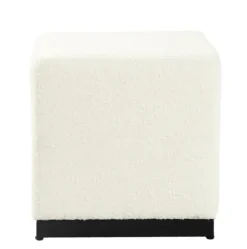 Benches & Ottomans-Kirkland's Home Cream Sherpa Boucle Cube Ottoman Ivory