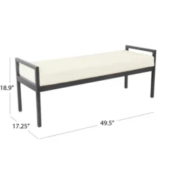 Benches & Ottomans-Kirkland's Home Cream Sherpa Upholstered Metal Bench Ivory