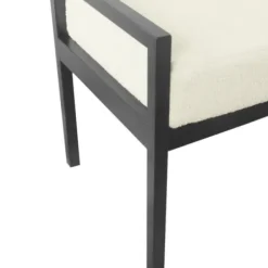 Benches & Ottomans-Kirkland's Home Cream Sherpa Upholstered Metal Bench Ivory