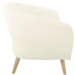 Accent Chairs-Kirkland's Home Cream Sherpa Upholstered Barrel Accent Chair Ivory