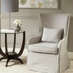 Accent Chairs-Kirkland's Home Cream Slipcovered Accent Chair Ivory