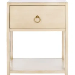 Nightstands-Kirkland's Home Cream Square Wood Nightstand White