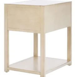 Nightstands-Kirkland's Home Cream Square Wood Nightstand White