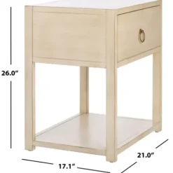 Nightstands-Kirkland's Home Cream Square Wood Nightstand White