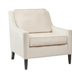 Accent Chairs-Kirkland's Home Cream Swoop Arms Upholstered Armchair Ivory