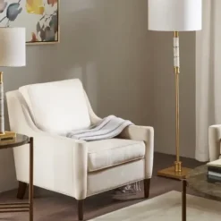 Accent Chairs-Kirkland's Home Cream Swoop Arms Upholstered Armchair Ivory