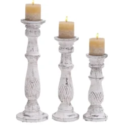 Candle Holders-Kirkland's Home Cream Textured Base Hurricane, 9 In. Tan