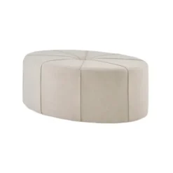 Benches & Ottomans-Kirkland's Home Cream Thick Welting Center Button Oval Ottoman Ivory