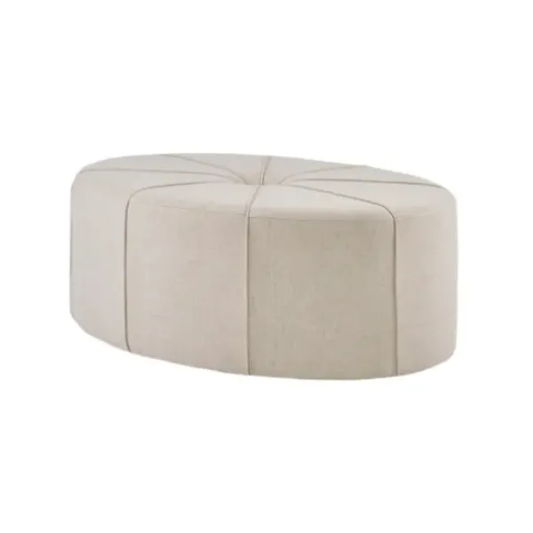Benches & Ottomans-Kirkland's Home Cream Thick Welting Center Button Oval Ottoman Ivory