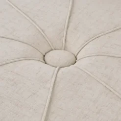 Benches & Ottomans-Kirkland's Home Cream Thick Welting Center Button Oval Ottoman Ivory