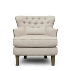 Accent Chairs-Kirkland's Home Cream Tufted Armchair With Lumbar Pillow Ivory