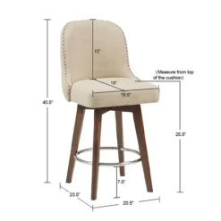 Bar Stools & Counter Height Stools-Kirkland's Home Cream Tufted Back Swivel Counter Stool Ivory