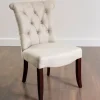 Dining Chairs-Kirkland's Home Cream Tufted Dining Chair With Rolled Back Ivory