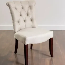 Dining Chairs-Kirkland's Home Cream Tufted Dining Chair With Rolled Back Ivory
