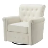 Accent Chairs-Kirkland's Home Cream Tufted Swivel Accent Chair Ivory